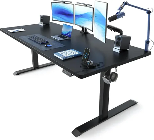 Vista 25 de FEZIBO Escritorio eléctrico de pie de 40 x 24 pulgadas, altura ajustable, sentarse y pararse, escritorio de oficina para computadora con tablero