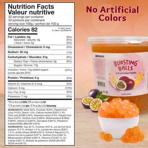 Vista 2 de Perlas de Boba de maracuyá, boba explosiva de pasión, perlas de tapioca de burbuja de la pasión para té de burbujas (maracuyá, 7 libras, 1 paquete)