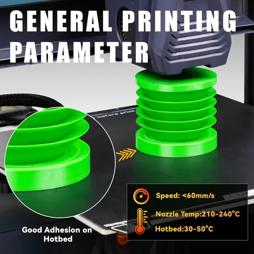 Vista 2 de TINMORRY - Filamento de poliuretano termoplástico (TPU) de 1.75 mm para impresora 3D, 1 bobina de 2.2 libras/1 kg, verde esmeralda transparente