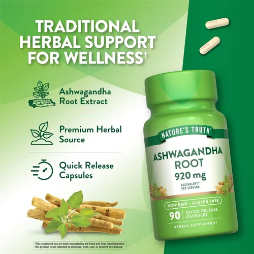 Vista 5 de Nature's Truth Cápsulas de Ashwagandha Suplemento de hierbas 90 unidades Sin OMG y sin gluten