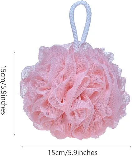 Vista 4 de Mesh Pouf Bath Sponge Exfoliating Shower Ball Pom Cleaning Accessory