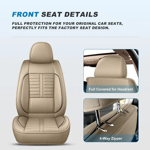 Vista 4 de Fundas de asiento de coche para Buick Lucerna 2006-2011, piel sintética, impermeables, 2 asientos delanteros, accesorios interiores, funda
