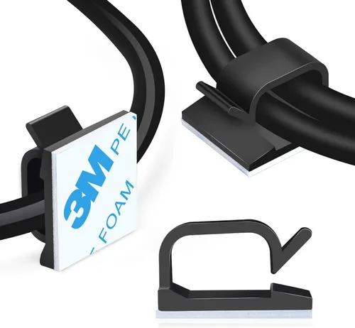 Vista 8 de 60 PIEZAS XHF Clips de Cable Adhesivos de 5/8” Transparentes, Clips para Luces de Navidad al Aire Libre, Organizador de Cables y Soporte para Cables
