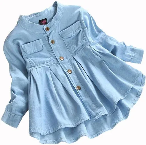 Vista 2 de Camisetas de manga larga fruncidas para bebés, niñas, niños, tops, camisas, ropa para niños, blusas de moda de otoño e invierno