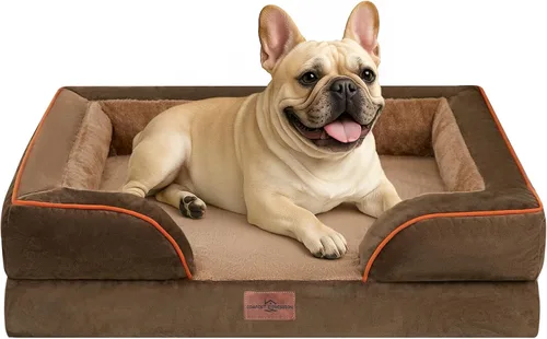 Vista 45 de Comfort Expression - Cama ortopédica para perros medianos de 30x20 pulgadas, cama impermeable de espuma de huevera para mascotas medianas