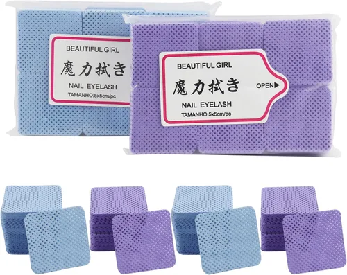 600 almohadillas de algodón sin pelusas, herramienta de eliminación no tejida para pegamento de extensión de pestañas y eliminación de esmalte de