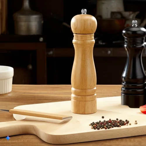 Vista 2 de Molinillo de pimienta de madera, molinillo de pimienta ajustable, molinillo de especias prémium para cocina, salero y pimentero, 7 pulgadas