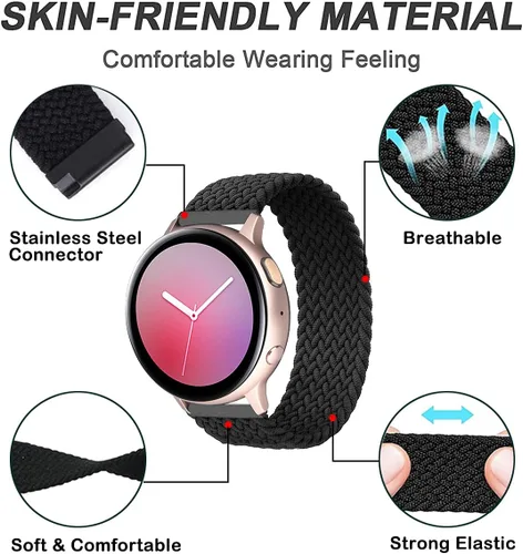 Vista 2 de Minggo Solo Loop - Correa trenzada compatible con Samsung Galaxy Watch 6/5/4 de 1.575 pulgadas, 1.732 pulgadas, correa elástica tejida para Galaxy