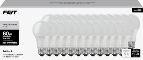 Vista 12 de Feit Electric Bombillas LED A19, equivalente a 60 W, no regulables, 800 lúmenes, base estándar E26, blanco suave de 2700 K, 80 CRI, vida útil de 10