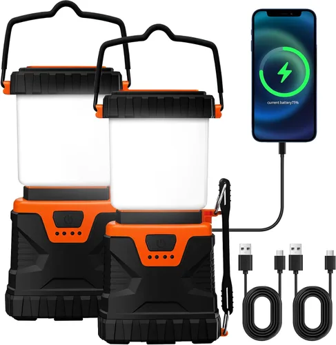 Linterna LED para campamento, recargable, 1000 lúmenes, portátil con 5 modos de luz, IP44 impermeable 4400 mAh, linterna para tienda de campaña,