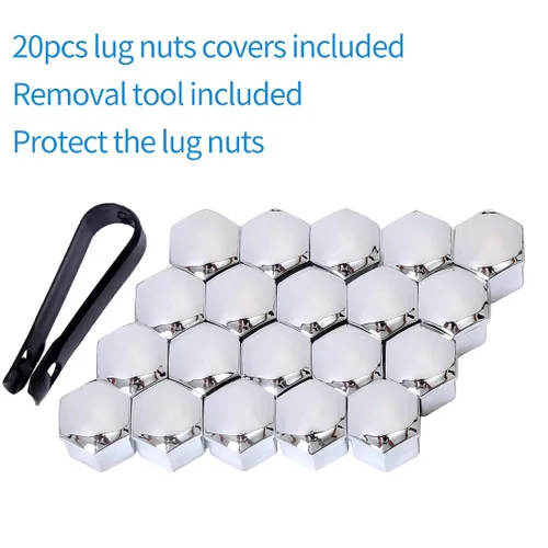 Vista 3 de Tuercas de llanta de 1/2 x 20 1/2-20 cromadas de 0.748 in (3/4 pulgadas) hexagonales de 1.38 pulgadas de largo, juego de 20 tuercas de rueda