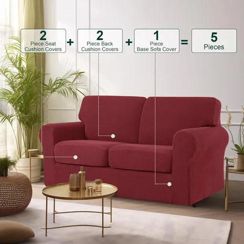 Vista 322 de CHUN YI Fundas para sofá de 7 piezas, lavables, fundas elásticas para sofá de 3 cojines con respaldo y fundas de cojín separados, protector
