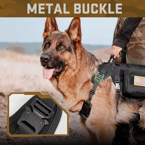 Vista 5 de Forestpaw Arnés táctico para perros grandes, collar táctico para perro con correa elástica, arnés militar para perro sin tirones para entrenamiento