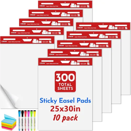Vista 9 de VISCOO Thickened Sticky Easel Pad, 20 x 23 Inches Flip Chart Paper for Teachers,Giant Self-Stick Chart Paper for Wall, Anchor Chart Paper for Office