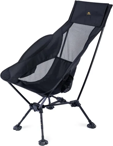 Vista 18 de iClimb Silla de camping ultraligera compacta plegable para playa con pies grandes antihundimiento y soporte de espalda con cuerda