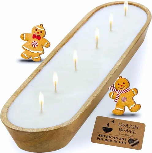 Vista 50 de Dough Bowl Candle Co. Vela de Soja Beach Linen - 3 Mechas Decoración Rústica de Granja Eliminador de Olores en Cuencos de Madera, Vela de Cuenco