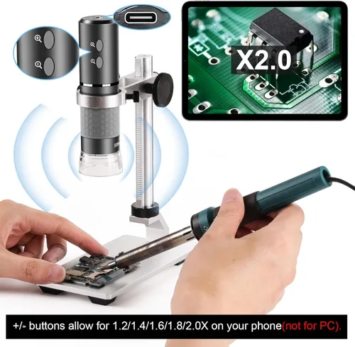Vista 3 de Ninyoon Microscopio 4K con soporte profesional para iPhone Android PC, 50-1000X Microscopio digital USB endoscopio HD cámara para todos