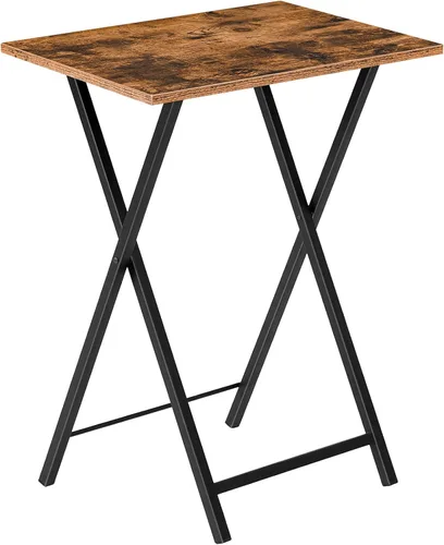 Vista 15 de HOOBRO - Bandeja de TV plegable, mesa de aperitivos estable para espacio pequeño, escritorio lateral de sofá portátil, fácil de montar y almacenar