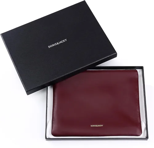 Vista 5 de DORIS&JACKY Bolso de mano de piel de cordero para mujer, cartera grande y suave de diseñador con correa..