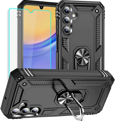 Vista 19 de Yiakeng Funda para teléfono Galaxy A12, Samsung A12 con protector de pantalla HD, fundas protectoras de grado militar con anillo para Samsung Galaxy