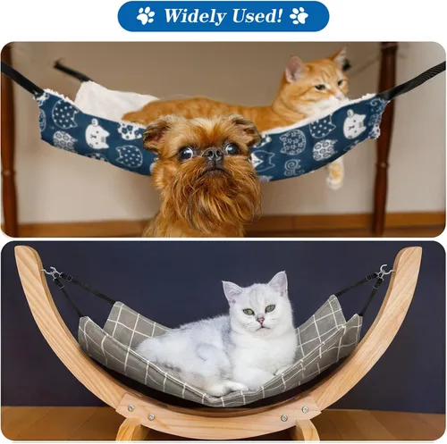 Vista 3 de Jetec Hamaca colgante reversible de 2 piezas para gatos, hamaca suave y transpirable para jaula de mascotas con correas ajustables y ganchos