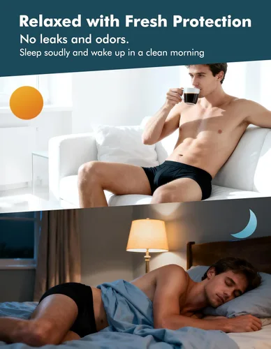 Vista 8 de AIRCUTE Washable Absorbency Urinary Incontinence Underwear for Men Bladder Leakage Protection Boxer Briefs, 3 Pack