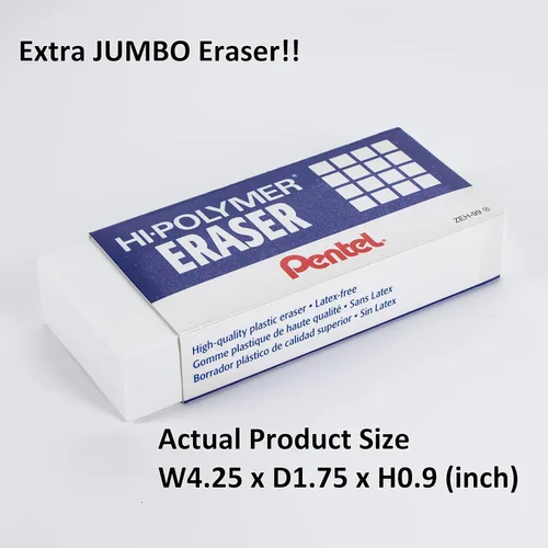 Vista 2 de Pentel Borrador de bloque de polímero, Super XL blanco, 1 paquete (ZEH99BP)