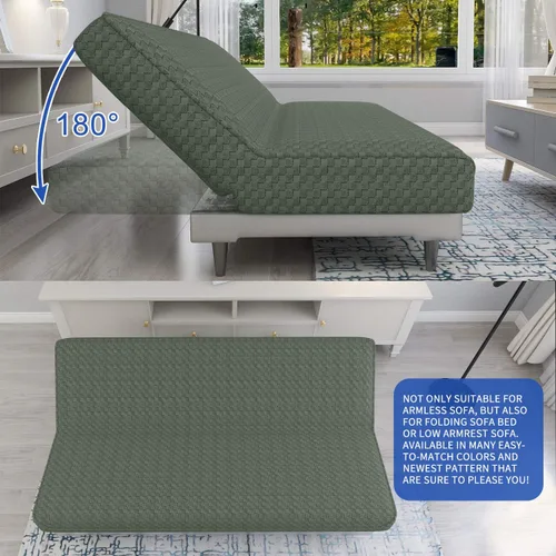 Vista 5 de MAXIJIN Funda de Futón Jacquard Elástica Funda para Sofá sin Brazos Funda Suave para Futón con Parte Inferior Elástica Fundas Protectoras Gruesas