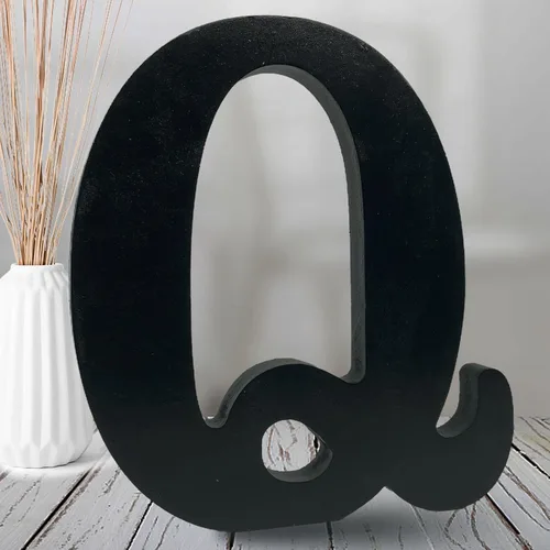 Vista 17 de AOCEAN Letras de madera negra de 8 pulgadas, letras de madera sin terminar para decoración de Halloween, letras decorativas de pie, decoración