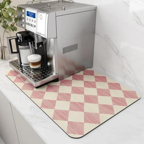 Vista 32 de AMOAMI Tapete de café absorbente con parte trasera de goma para secar platos para encimera de cocina, accesorios de bar para debajo de la cafetera