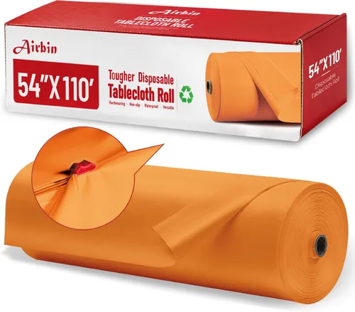 Vista 52 de Mantel de plástico, 110 pies x 54 pulgadas, mantel de plástico desechable, mantel negro de PEVA de alta calidad, impermeable con cortador, mantel