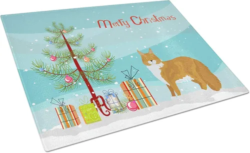Vista 10 de Caroline's Treasures CK4739LCB Abyssinian Cat Merry Christmas Glass Cutting Board Large Decorative Tempered Glass Kitchen Cutting and Serving Board