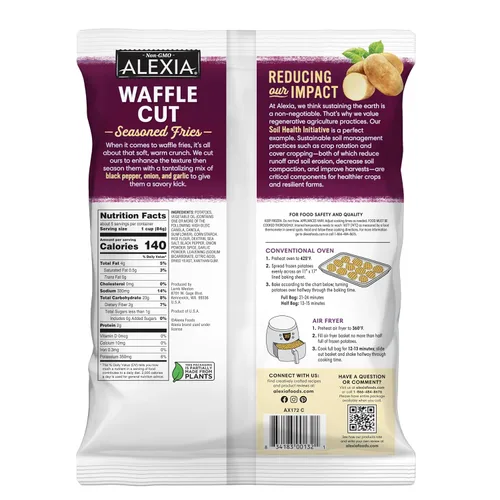 Vista 2 de ALEXIA FOODS Papas fritas sazonadas con corte gofre, 15 onzas