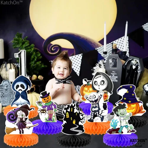 Vista 6 de KatchOn, Centros de mesa de Halloween para mesas, paquete de 8, centro de mesa espeluznante de Halloween, decoraciones de calabaza de Halloween