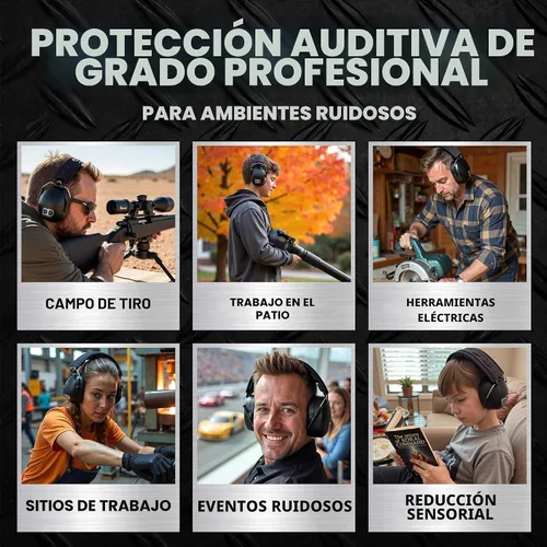 Vista 8 de DECIBEL DEFENSE Orejeras de seguridad profesional 37dB NRR - La protección auditiva más alta y más cómoda para disparos y uso industrial, la mejor