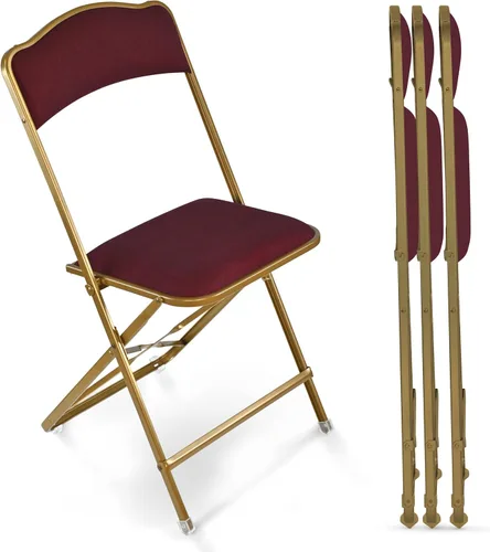 Sillas plegables con asientos acolchados, paquete de 4, sillas plegables con marco de acero resistente, elegantes sillas de puente para fiestas,