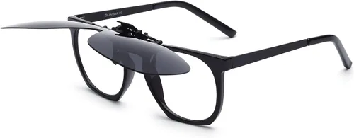 Vista 3 de JM Lentes de sol polarizados con clip sin marco, abatibles, de una pieza, para gafas graduadas Gris