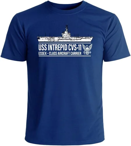 Military Productions, Inc. Camiseta de manga corta USS Intrepid CVS-11 con licencia oficial de la Marina de los Estados Unidos