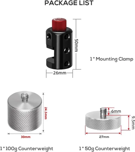 Vista 7 de Kit de contrapeso universal de cardán, abrazadera de montaje y contrapesos de 1.76 oz y 3.53 oz, soporte de peso de equilibrio de cardán