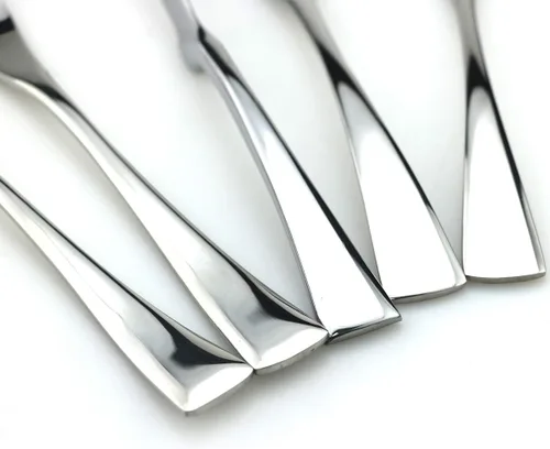 Vista 6 de JASHII Juego de cubiertos de acero inoxidable 18/10 de 20 piezas de plata pulida con espejo, cuchillo de cena, tenedor de ensalada, cuchara
