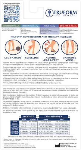 Vista 4 de Truform Medias de compresión médicas de 20-30 mmHg, microfibra con infusión de aloe, hasta la rodilla, puntera cerrada, beige, talla S