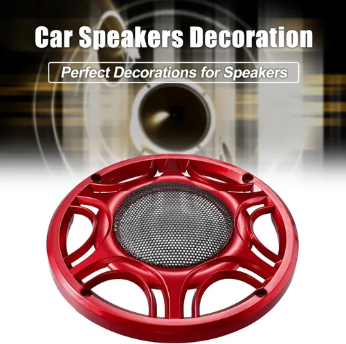 Vista 3 de X AUTOHAUX 6 pulgadas coche metal audio altavoz parrilla cubierta malla Woofer cuerno protector decorativo círculo rejilla protector rojo