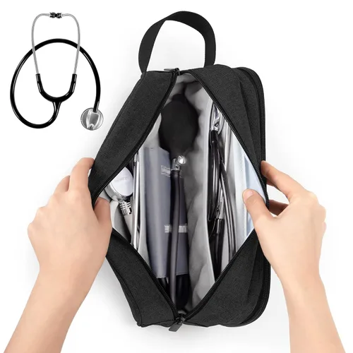 Vista 2 de Trunab Estuche para estetoscopio con capacidad para 2 estetoscopios o manguito de presión arterial, compatible con 3M Littmann/MDF/ADC, estuche