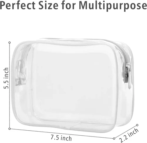 Vista 3 de PACKISM Bolsa de aseo aprobada por la TSA Bolsa de maquillaje transparente impermeable tamaño cuarto de galón, bolsa de maquillaje de viaje