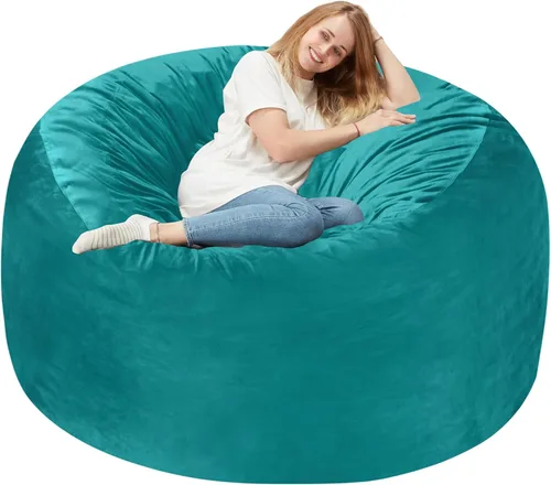 Vista 51 de Homguava Silla de Puf de 2 Pies: Pufs de 2' con Espuma de Memoria Rellenos, Cómodas Sillas de Puf Redondas con Funda de Terciopelo Holandés - Rosa