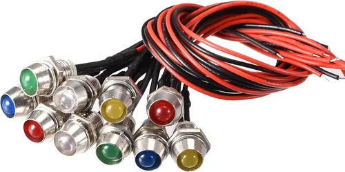 uxcell Luces indicadoras de señal LED AC/DC 12V 0.315 in montaje en panel de metal Shell lámparas de advertencia rojo, amarillo, azul, verde,