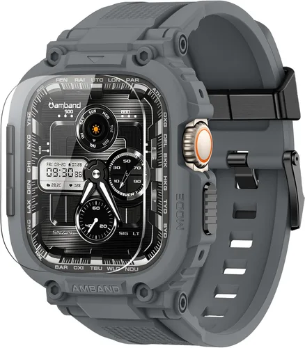 Vista 11 de amBand Bands - Funda protectora de pantalla compatible con Apple Watch Ultra 3/2/1 de 1.732 pulgadas, correa resistente M1 Sport Series y película