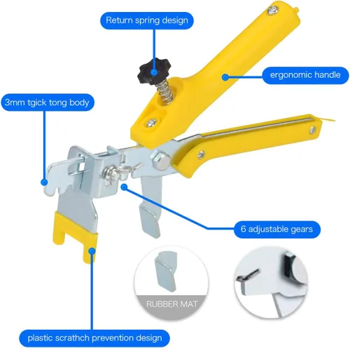 Vista 5 de GenericBrands Kit de sistema de nivelación de azulejos de 1/8 de pulgada, 600 clips espaciadores de azulejos y 200 cuñas reutilizables con 1