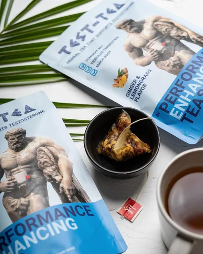 Vista 5 de Test-Tea Té de hierbas que aumenta la testosterona para hombres Sabor a jengibre y hierba limón Paquete de 20 bolsas con Tongkat Ali