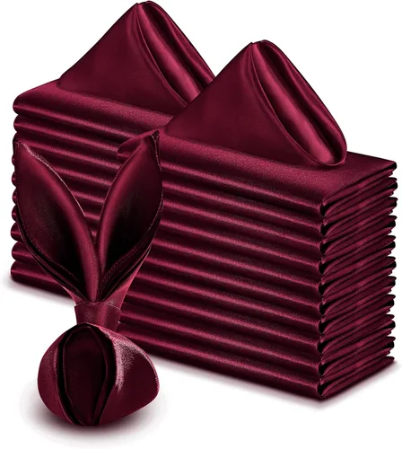 Vista 9 de VACVELT Paquete de 50 servilletas de satén negro de 17 x 17 pulgadas, servilletas de boda a granel, elegantes servilletas decorativas de mesa